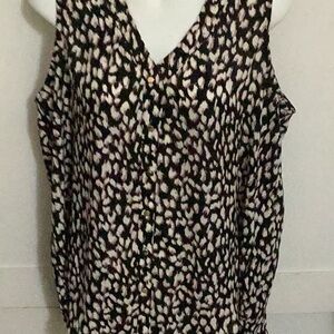 Maurices Black and White Patterned Blouse Size XL